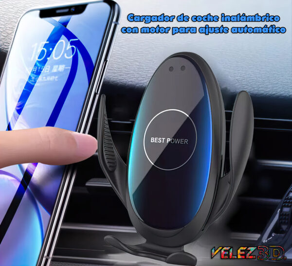 Cargador movíl coche wireless con motor ajustable