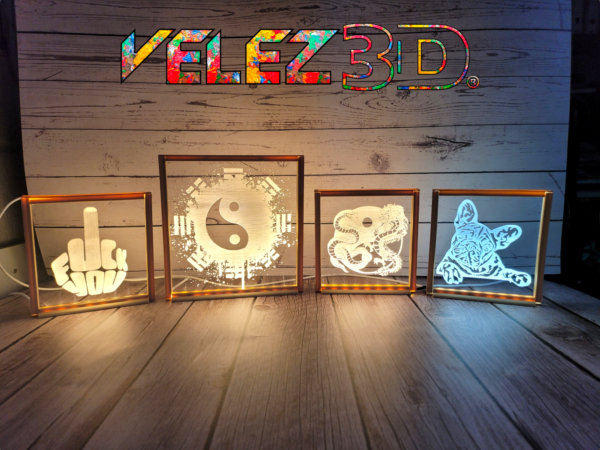 Lámparas led personalizadas con base de madera