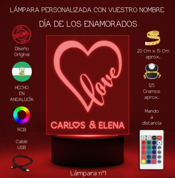 Lámpara día de los enamorados san valentín Nº1